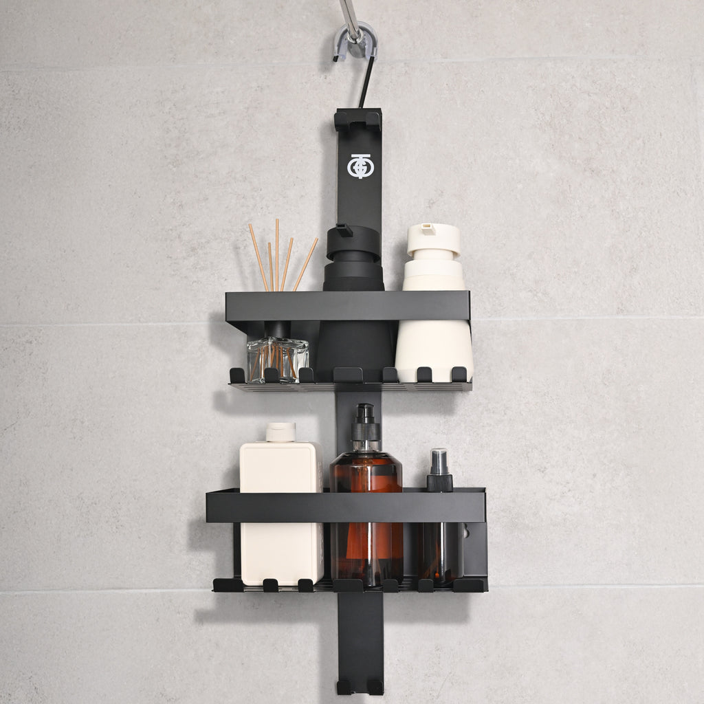 TINAGO Duschablage ohne Bohren Badezimmer Organizer Schwarz