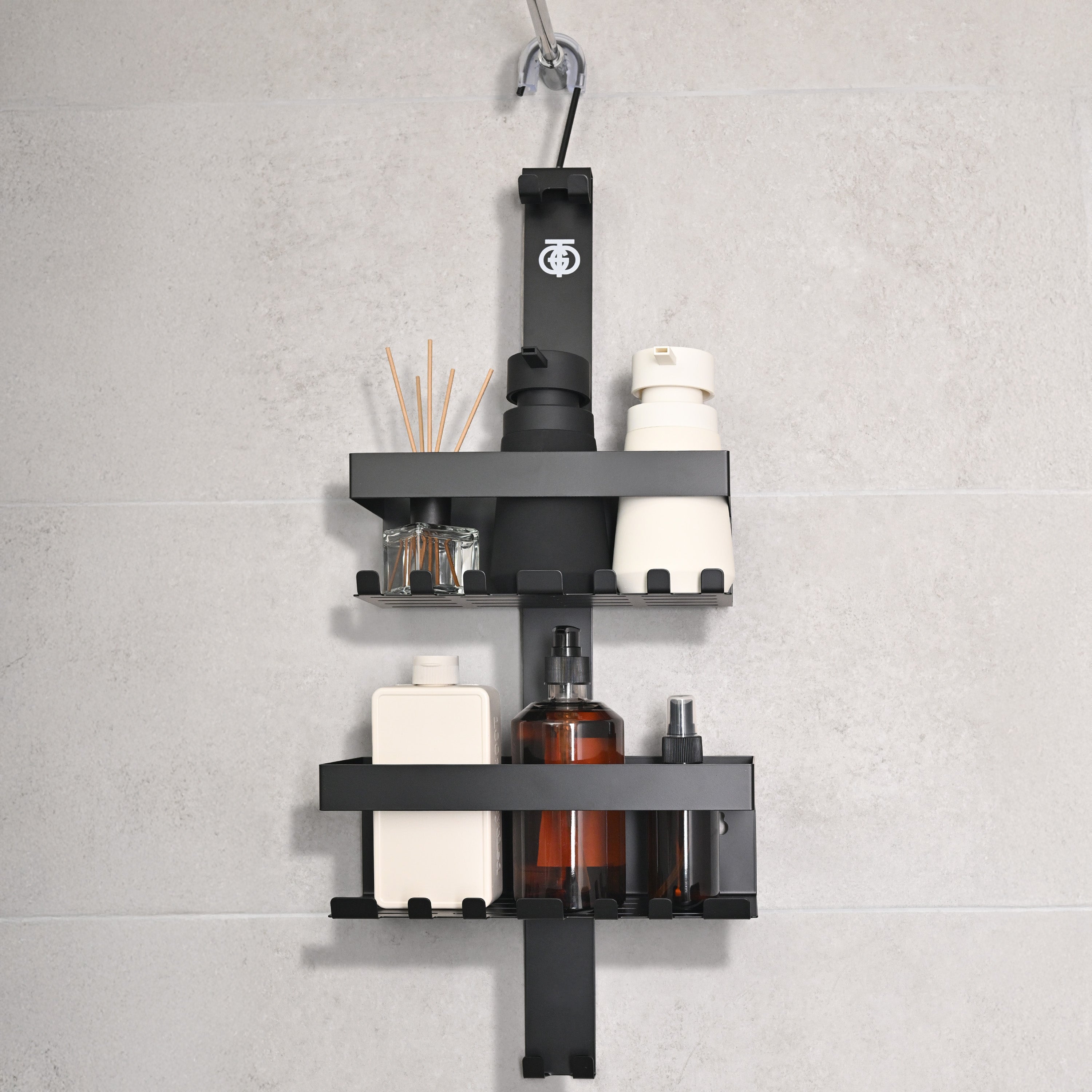 TINAGO Duschablage ohne Bohren Badezimmer Organizer Schwarz