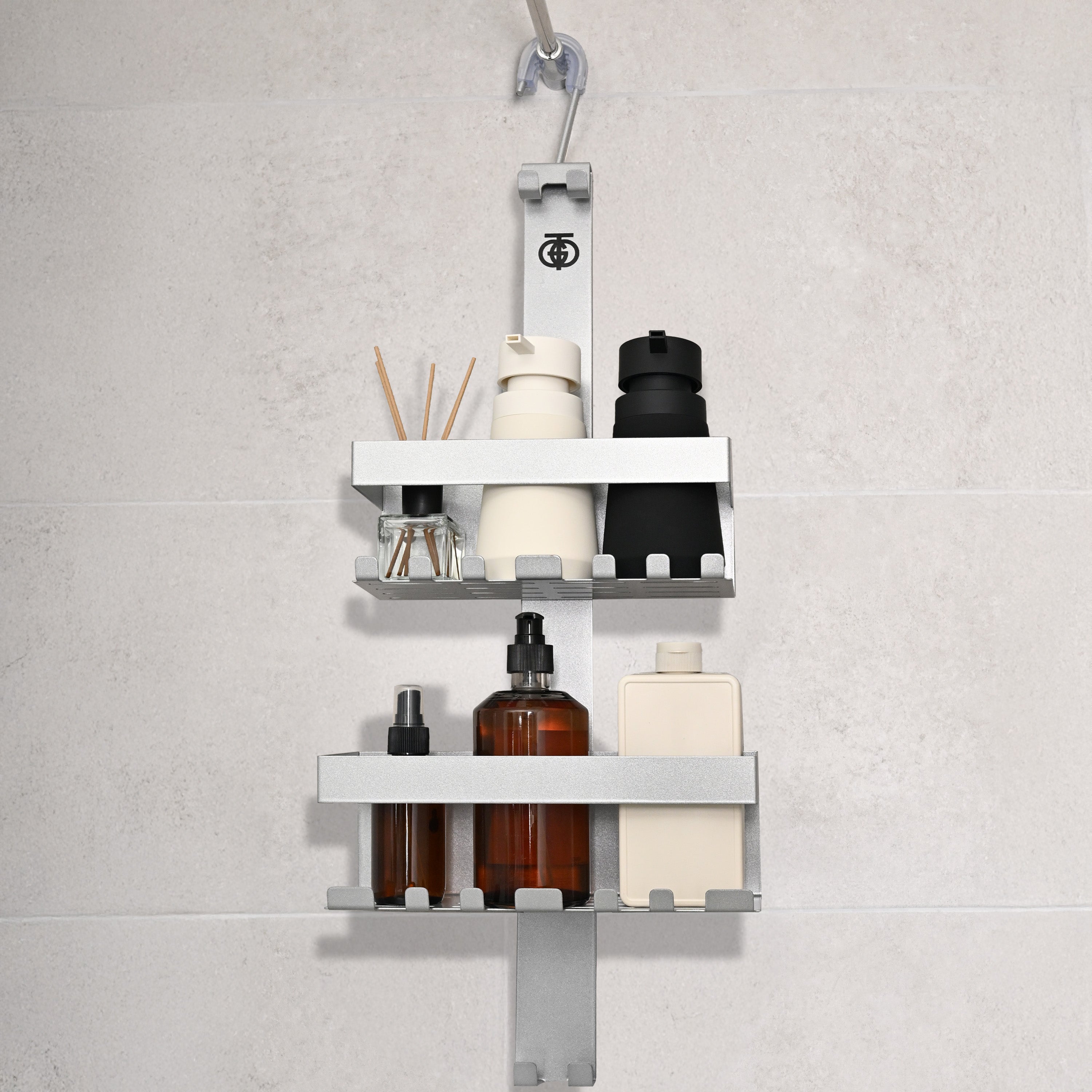 TINAGO Duschablage ohne Bohren Badezimmer Organizer Silber